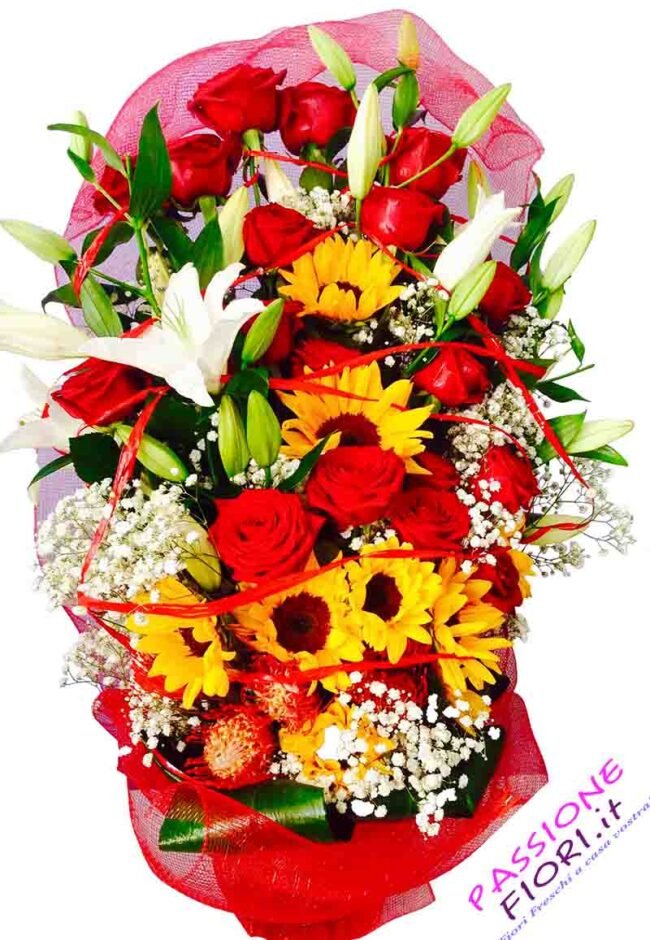 12 Rose Rosse e Girasoli